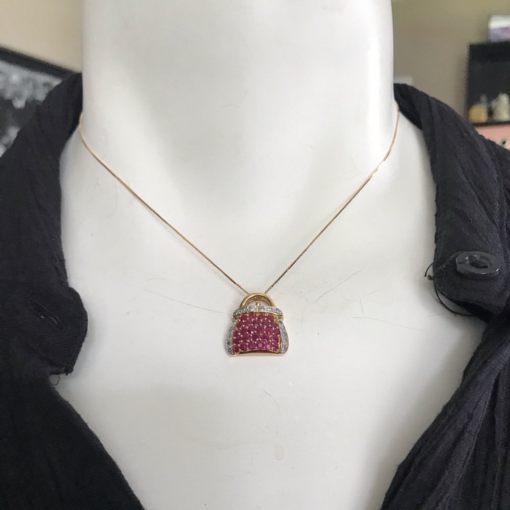 ❌SOLD❌ 14k Ruby & Diamond PURSE Necklace - Picture 16 of 17